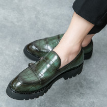 Man shoes genuine leather men casual shoes business formal British style luxury male loafers for men Green plus size