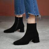 Vintage Suede Women Ankle Boots Fashion Thick very Short Booties Autumn Winter Women's Shoes