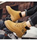High Top Boots Men's Leather Shoes Fashion Motorcycle Ankle Boots for Men Winter Boots Man Shoes Lace-Up Boots Men