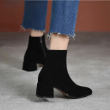 Vintage Suede Women Ankle Boots Fashion Thick very Short Booties Autumn Winter Women's Shoes