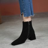 Vintage Suede Women Ankle Boots Fashion Thick very Short Booties Autumn Winter Women's Shoes