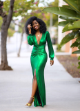 Solid Color Ice Silk Tight Sexy Women's Dress