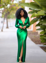 Solid Color Ice Silk Tight Sexy Women's Dress