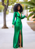 Solid Color Ice Silk Tight Sexy Women's Dress