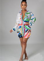 Casual Fashion Printed Shirt Colorful Dress