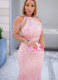 Fashionable Halterneck Large Size Loose Hip-hugging Sequin Dress