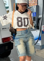 Loose Casual Denim Shorts With Large Pockets