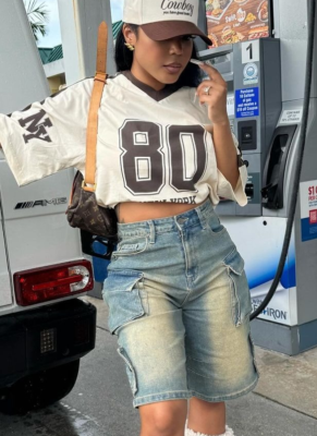 Loose Casual Denim Shorts With Large Pockets