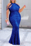 Fashionable Halterneck Large Size Loose Hip-hugging Sequin Dress