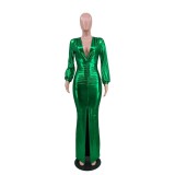 Solid Color Ice Silk Tight Sexy Women's Dress