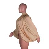 Fashion Sexy Bright Silk Cardigan Backless Lace Top