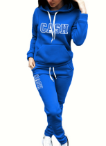 Fashionable Hooded Printed Casual Sports Two-Piece Suit