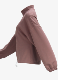 Fashionable And Casual Long Sleeve Solid Color Zipper Drawstring Top