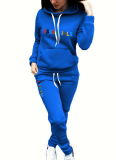 Fashionable Hooded Printed Casual Sports Two-Piece Suit