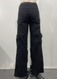 Fashionable Women'S Washed Multi-Pocket Diamond-Studded Jeans