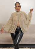 Fashion Sexy Bright Silk Cardigan Backless Lace Top