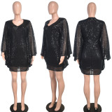 Sexy V-neck Design Batman Long-sleeved Dress