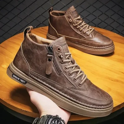 Winter men boots high top leather shoes fashion cotton shoes Fashion Ankle Boots business casual outdoor shoes male sneakers