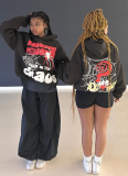 Women Hoodies Harajuku Letter Print Loose Sweatshirt Trousers Hip Hop Punk Long Sleeve Pocket Men Sweatpant Streetwear Tops