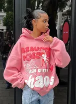 Women Hoodies Harajuku Letter Print Loose Sweatshirt Trousers Hip Hop Punk Long Sleeve Pocket Men Sweatpant Streetwear Tops