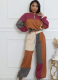 Sexy Sports Woven Zipper Drawstring Design Color Block Two-Piece Suit