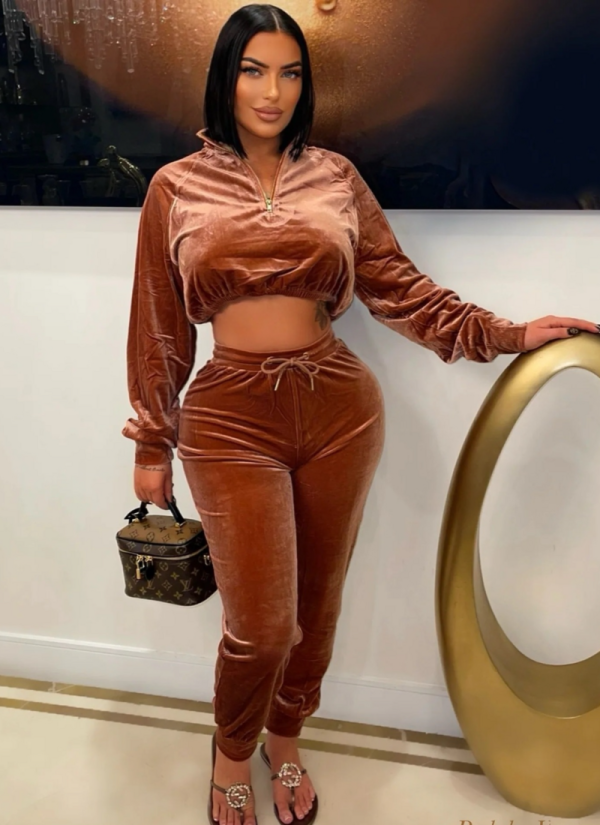 Autumn New Women'S Leisure Sports Leisure Fashion Velvet Two-Piece Suit