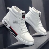 Men'S Canvas Autumn Leather Shoes Fashion New Men'S High Top Shoes Non-Slip Men'S Sports Shoes Flat Tennis Shoes