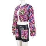 Fashionable Plush Thickened Navel Cutout Short Two-piece Set