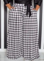 New Fashion All-Match New Houndstooth Large Size Wide-Leg Pants