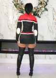 Fashionable Monogram Pattern Long-sleeved Long and Short Skirt Two-piece Set