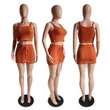Sexy Sweater Suspender High Waist Strappy Skirt Three Piece Set