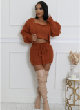 Sexy Sweater Suspender High Waist Strappy Skirt Three Piece Set