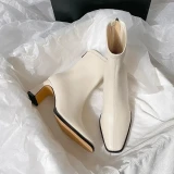 2024 New Vintage Brown Women Ankle Boots Fashion Elegant Square Toe Shoes Autumn Winter Thick Heel Women's Short Booties