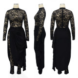 Sexy Lace Jumpsuit Imitation Silk Skirt Suit