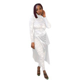 Sexy Lace Jumpsuit Imitation Silk Skirt Suit