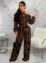 New Printed Women's Long Sleeve Halterneck Jumpsuit