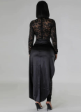 Sexy Lace Jumpsuit Imitation Silk Skirt Suit
