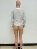 Loose Casual Sequin Pleated Long-sleeve Shirt