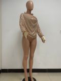 Loose Casual Sequin Pleated Long-sleeve Shirt