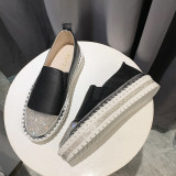 Casual Large Size Thick Flat Rhinestone Loafers