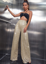 Fashionable Casual Sequined Loose Drapey Wide-leg Pants