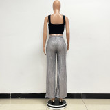 Fashionable Casual Sequined Loose Drapey Wide-leg Pants
