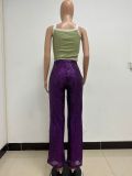 Fashionable Casual Sequined Loose Drapey Wide-leg Pants
