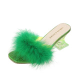 Sexy Thin Heel Furry High Heel Sandals