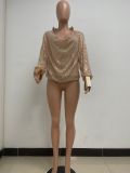Loose Casual Sequin Pleated Long-sleeve Shirt
