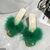 Sexy Thin Heel Furry High Heel Sandals