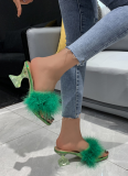 Sexy Thin Heel Furry High Heel Sandals