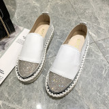 Casual Large Size Thick Flat Rhinestone Loafers