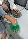Sexy Thin Heel Furry High Heel Sandals