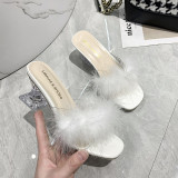 Sexy Thin Heel Furry High Heel Sandals